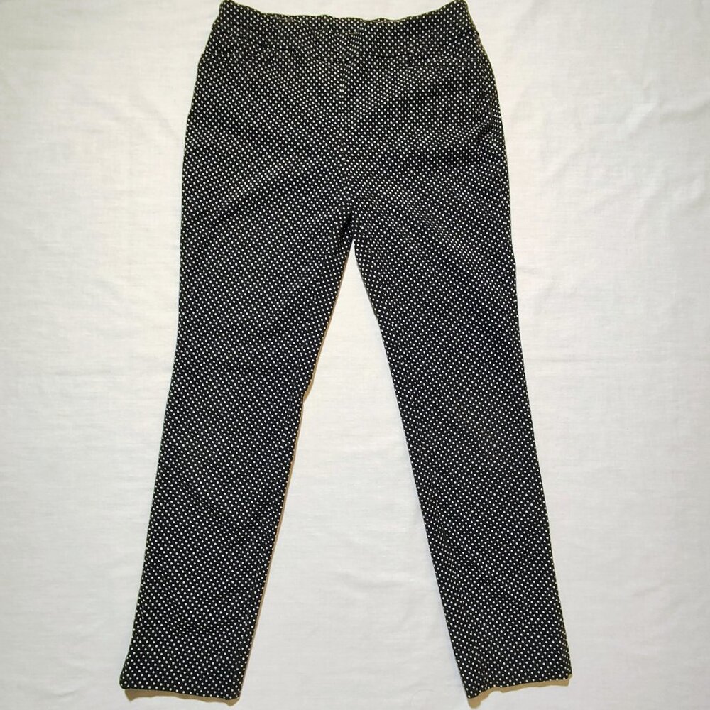 Chico's Women's 4R‎ Black Skinny Pants with White Polka Dots